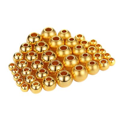 diy古法24k纯金隔珠圆珠散珠金珠
