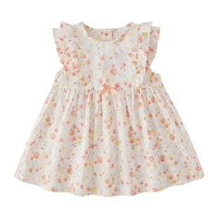 [抗菌纯棉]女童连衣裙夏薄款2026新款儿童碎花洋气公主裙女宝裙子