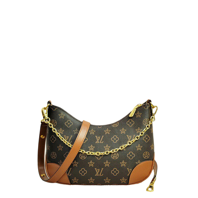 大牌轻奢印花牛角包时尚百搭洋气饺子斜挎包马鞍包路易传祺品牌潮