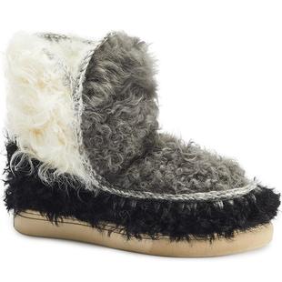 mou冬季女士爱斯基摩迷你休闲大熊猫配羊毛羊皮毛一体冬靴雪地靴