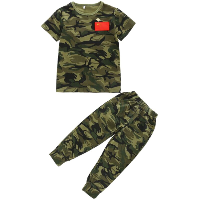 儿童迷彩服套装夏季中小学生短袖夏令营服男女童迷彩服军训演出服