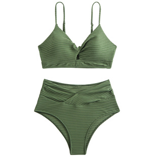 欧美热辣泳衣女款成人大小胸性感遮肚显瘦高腰比基尼泡温泉bikini