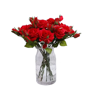 不真包退!买送满天星高品质仿真手感保湿玫瑰花假花餐桌摆放花艺