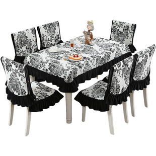 25新款美式田园桌布布艺餐桌布餐椅套椅子垫套罩餐桌椅套装通用