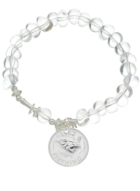 AHCHOO 静奢天然透亮不规则白水晶手串S925纯银手链小鸟钱币手环