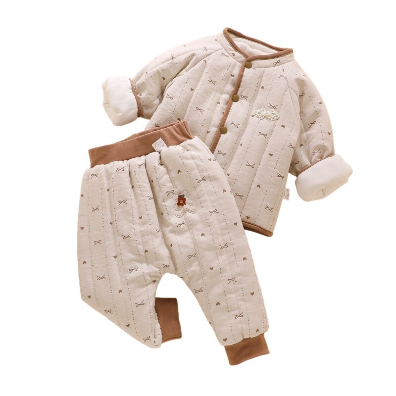 婴儿棉袄棉服秋冬季夹棉衣服新生宝宝加绒分体套装冬天保暖大PP裤
