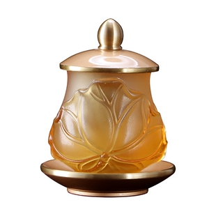 圆通佛具用品吉祥如意莲花供水杯佛前供杯大悲水供杯琉璃观音佛杯