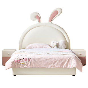 全友家居现代简约儿童床女孩卧室公主床小户型单人软包皮床1米5