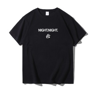 勇士夺冠纪念库里同款night night晚安圆领纯棉美式运动短袖T恤