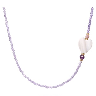 abyb新品日落紫霞项链细闪渐变多巴胺爱心锁骨链颈链生日礼物首饰