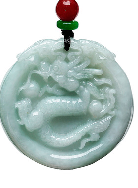 翡翠龙牌货圆玉吊一对情侣