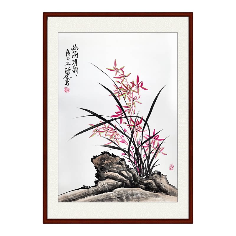 蝶恋花壁画手绘真迹办公室茶社