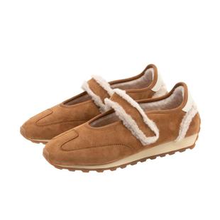 足下工业毛绒玛丽珍跑鞋 FOOT INDUSTRY 暖卡其色休闲女款舒适