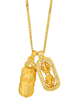 足金包银貔貅金刚杵项链女叠戴款