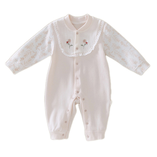 婴儿衣服春装纯棉A类满月女宝宝连体衣哈衣爬服春夏季薄款外出服