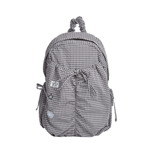 Unique blue 千禧风格子双肩包女大容量学生书包百搭旅行通勤背包