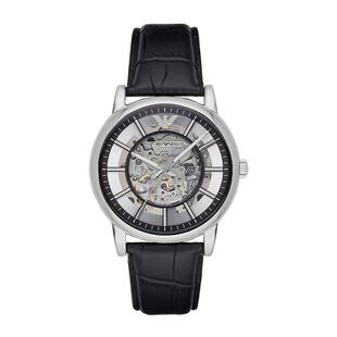 【自营】Armani阿玛尼机械手表男银色表盘镂空简约AR1981新年礼物