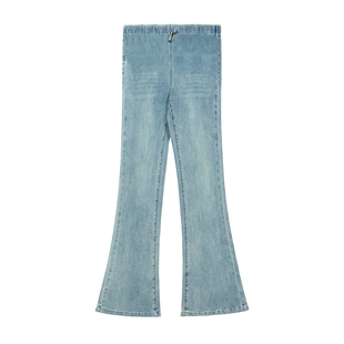 孕妇牛仔喇叭裤秋冬外穿加绒加厚无托腹布大码拖地高个子女微喇裤