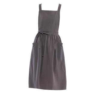 围裙棉麻定制logo日式交叉背带文艺范森系简约女花艺咖啡店工作服