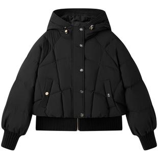 太平鸟90白鸭绒连帽泡芙羽绒服女灰色多色可选保暖外套A1ACE4224