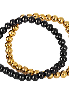 欧美时尚钛钢手链男款简约黑金