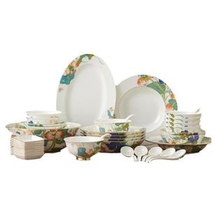 【特惠加赠】永丰源幸福和鸣36头餐具套装碗盘子筷子骨碟家用组合