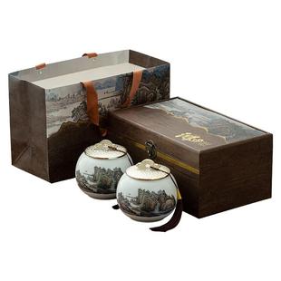 高档陶瓷茶叶罐包装盒空礼盒装空盒半斤通用红茶绿茶龙珠白茶普洱