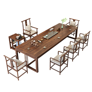 罗汉床茶桌椅组合胡桃木宋氏美学实木沙发泡茶台办公茶室禅意茶桌