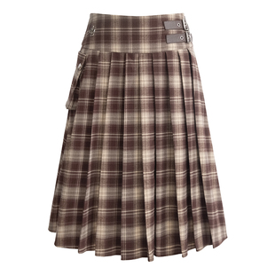 【25年秋】UNIFREEPLUS大码美拉德格纹半身裙显瘦A字版长款百褶裙