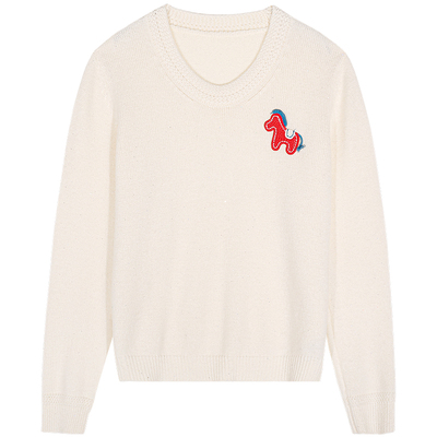 今屿花花白色毛衣女可外穿