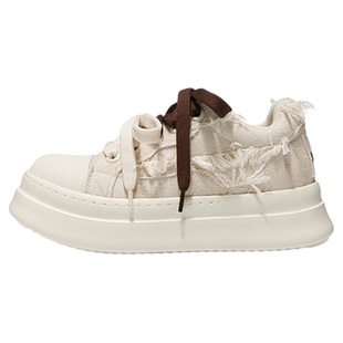 DVO厚底帆布鞋男秋冬小个子8CM隐形内增高透气休闲鞋户外情侣板鞋