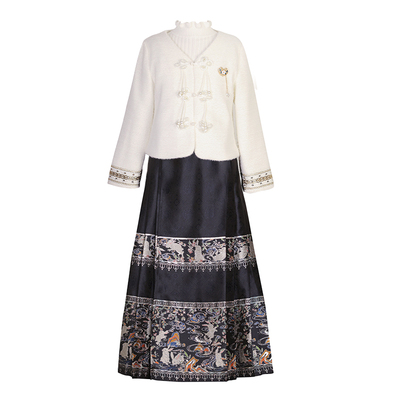 中国风女童马面裙套装冬装改良古风小女孩明制唐装儿童汉服秋冬款