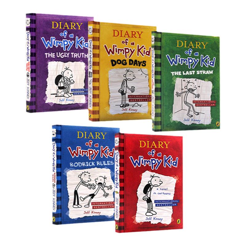 进口英文原版正版 5册合售 Diary of a Kid1-5小屁孩日记1-5儿童英语漫画课外读物哭包日记系列儿童文学章节书