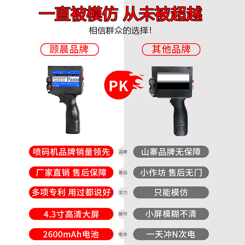 顾晨95a0智能手持式喷码机打生产日期打码机器流水线标签编号数字