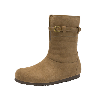 达芙妮加绒雪地靴平底短靴勃肯鞋