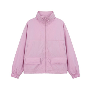 it b+ab 2026冬季新款粉红色棉服女立领拉链口袋宽松短款保暖外套