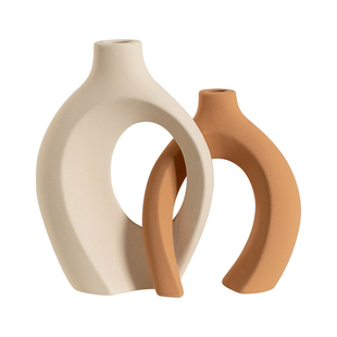 创意轻奢素色艺术高级感陶瓷花瓶套装组合家居客厅摆件简约装饰品