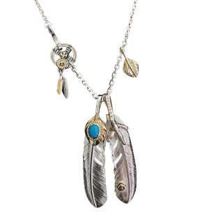 不同银匠 925纯银高桥风羽毛项链叶子鹰爪吊坠百搭朋克情侣毛衣链