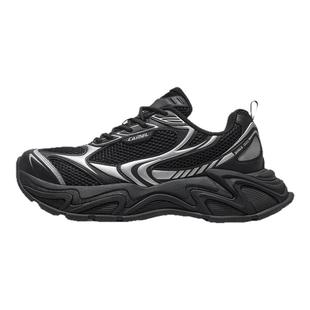 骆驼星耀运动鞋男款2025新款黑色鞋子透气男鞋复古厚底增高老爹鞋