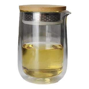 双层玻璃手抓壶创意水杯泡茶公道杯分茶器便携快客杯功夫茶具防烫