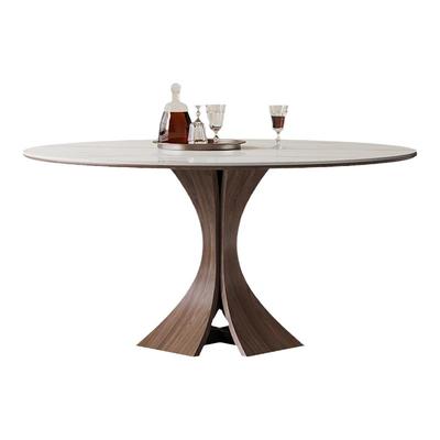 auguste窈窕实木岩板餐桌带转盘