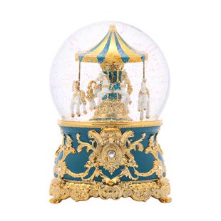 JARLL赞尔水晶球音乐盒旋转木马自喷亮片八音盒送女孩生日礼物