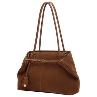 【明星同款】直见一撇折耳包绵羊皮仿麂皮托特大容量春单肩女包包