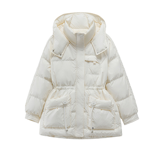 大码女装羽绒服连帽高领时尚休闲宽松显瘦保暖胖mm秋冬白鸭绒外套
