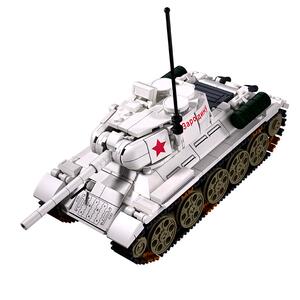 T34中型坦克军事积木玩具模型
