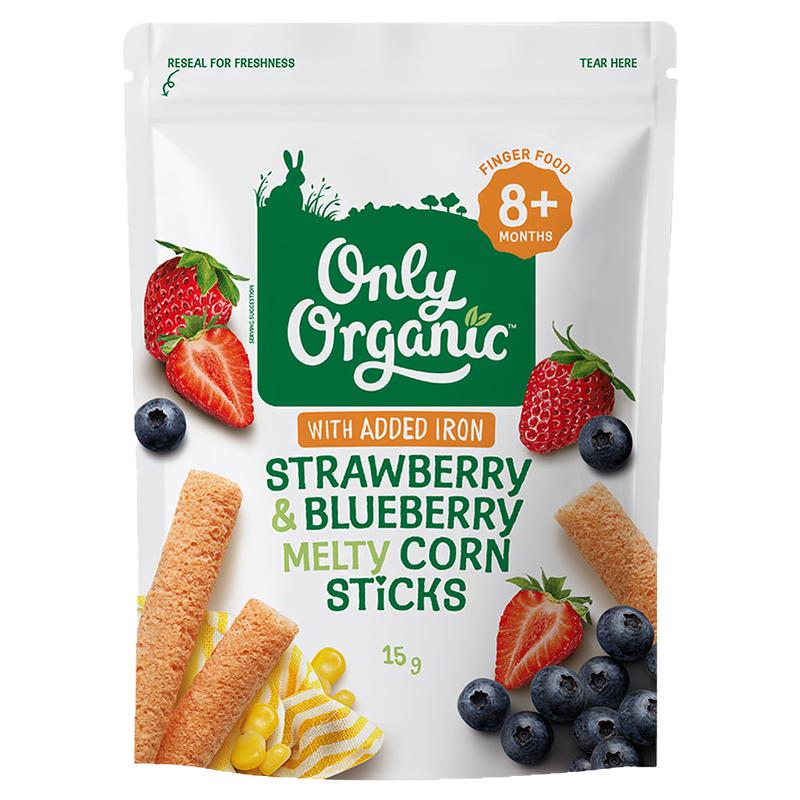 onlyorganic婴幼儿玉米棒泡芙 宝宝手指泡芙辅食外出即食儿童零食
