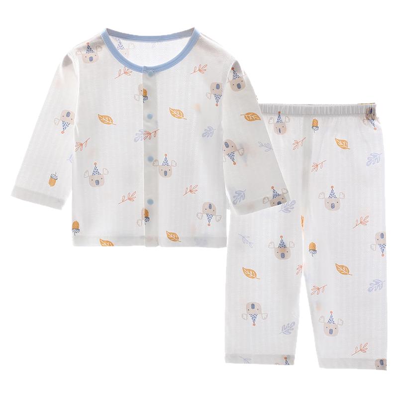 婴儿纯棉开衫衣服套装空调服夏薄