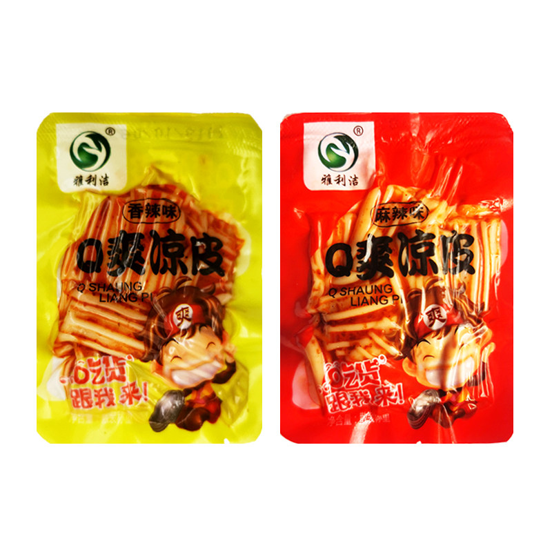 雅利洁Q爽凉皮辣条五香豆腐干休闲麻辣零食品小包装散装整箱批发