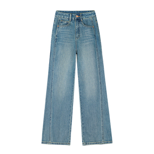 王家有鱼小个子复古蓝直筒裤2025夏季新款百搭显瘦修身牛仔裤女款