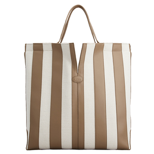 TOD'S官方正品2026春夏新品DI BAG FOLIO中号皮革拼帆布手袋男包
